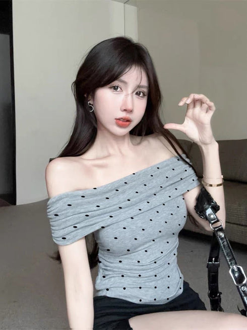 Polka Dot Off-Shoulder Tops